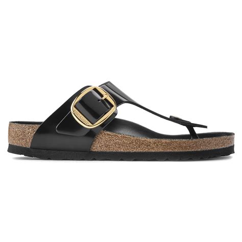 Gizeh Big Buckle Natural Leather Patent High Shine Black | BIRKENSTOCK