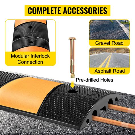 VEVOR Rubber Speed Bump, 1 Pack 2 Channel Speed Bump Hump, 72.8" Long ...