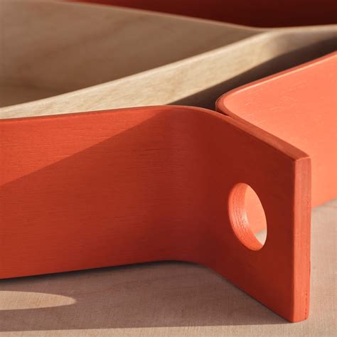 OMMJÄNGE tray, set of 2, orange/birch veneer - IKEA