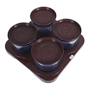 Buy Heart Home 4 Containers & Tray Set|Unbreakable Plastic Snackers ...