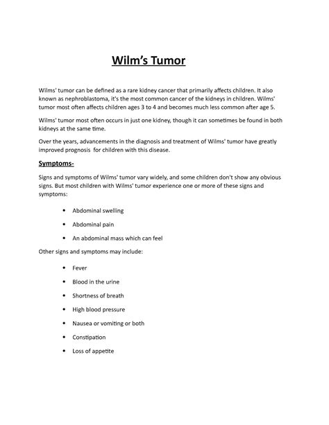 Wilms tumor lctr 4 lctr 4 - Wilm’s Tumor Wilms' tumor can be defined as ...