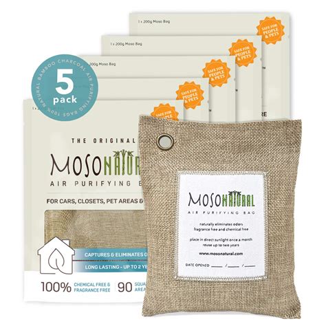 MOSO NATURAL 200 gm 5 Pack Air Purifying Bag Deodorizer. Odor ...