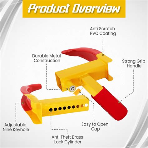 Anti Theft Wheel Lock Clamp Towing Parking Boot Tire Claw with Two Keys