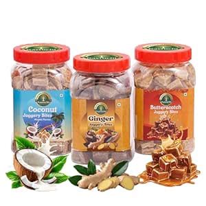 Navruchi Natural Flavoured Jaggery cube Combo | COCONUT, GINGER ...