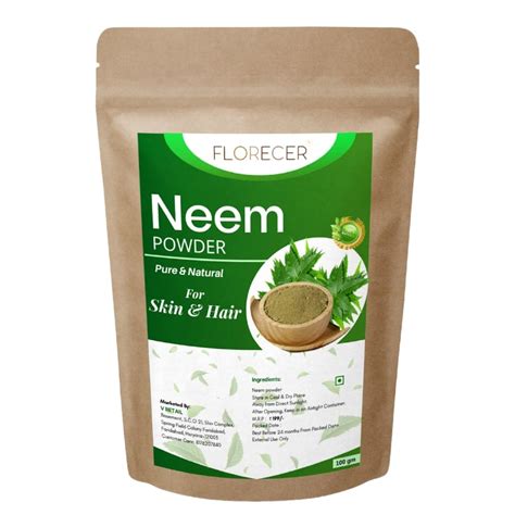 Florecer Neem Powder For Face Pack | Hair | Bio Organic- 100 Gram ...