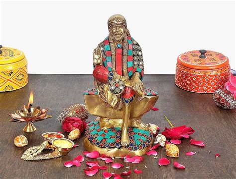 Buy Amazon Brand : Umi Brass Sai Baba Idol Sitting Statue for Home ...