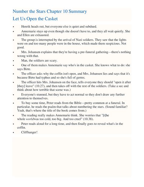 Number The Stars Summary