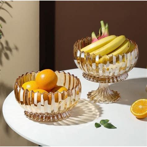 Jual Amber Crystal Fruit Bowl Mangkok Buah Sayur Kaca Kristal Cemilan ...
