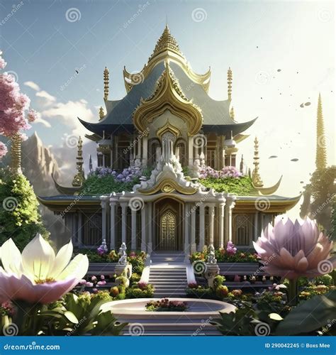 Buddhist Temple in Chiang Rai, Thailand. Panorama AI Generated Stock ...