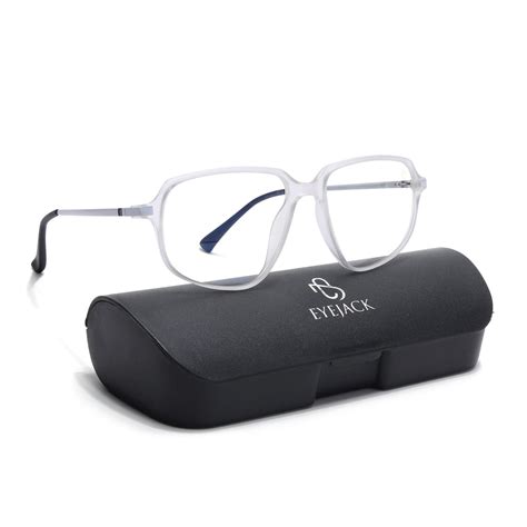 Eyejack Domino Matt Transparent Square Eyeglasses for Men & Women (TR1 ...