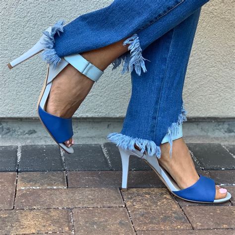 Leather Two Tone Barely There Strap High Heels | Heels, High heels ...