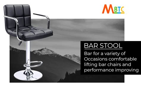 MBTC Cadbury Handrest Kitchen Cafeteria Bar Stool Chair in White (Set ...