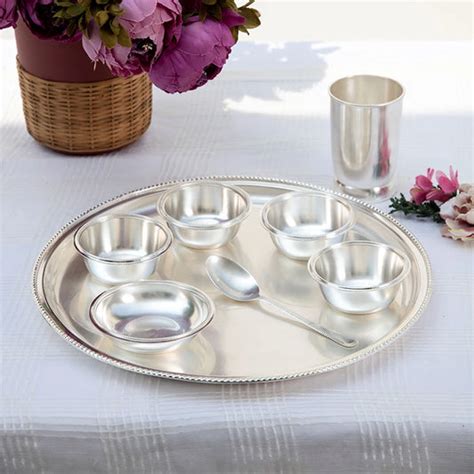 Thali Set - Buy Silver Dinner Set of 8 Online | Arcedior