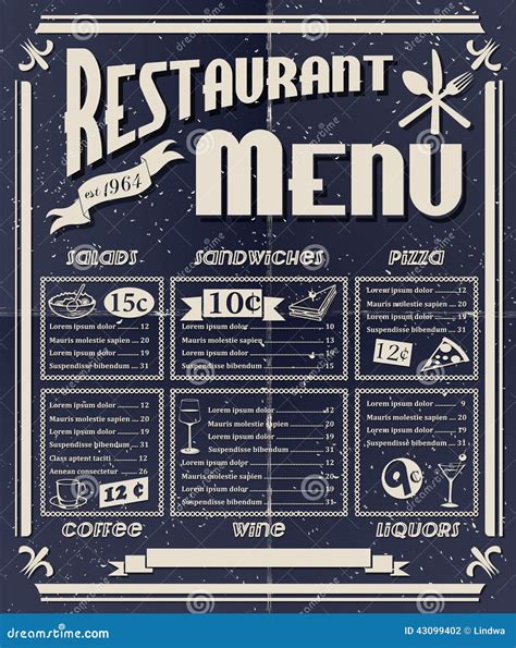 Vintage Lunch Menu Clipart