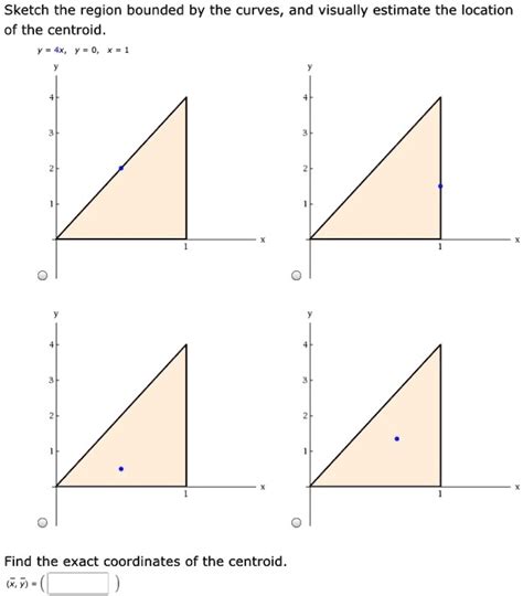 SOLVED: Sketch the region bounded by the curves, and visually estimate the location of the ...