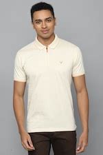 Buy Men Cream Solid Polo Neck T-shirt Online - 870245 | Allen Solly
