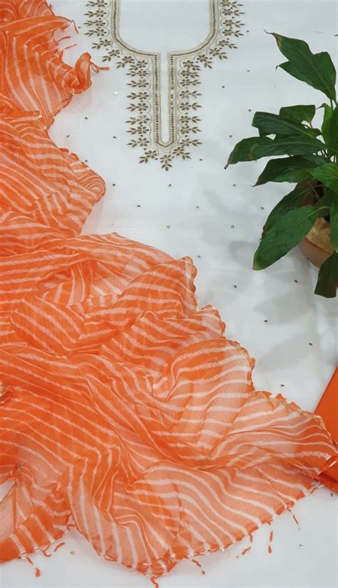 3 pc Pure Kota Doria Cotton Salwar Suit with Gota Patti Work and ...