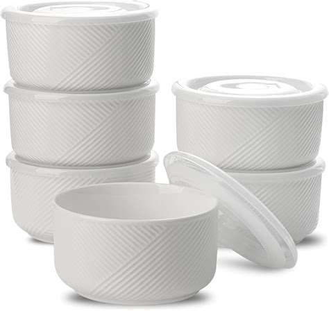 Adewnest Ceramic Bowls with Lids: 5 Inch Porcelain Bowls Set of 6 ...