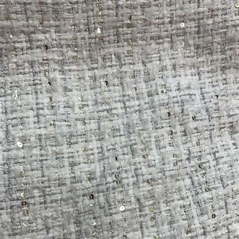 White Lurex Sequins Summer Tweed Fabric