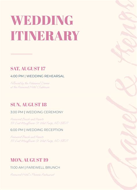 What is a wedding itinerary | Honestweddingadvice.com