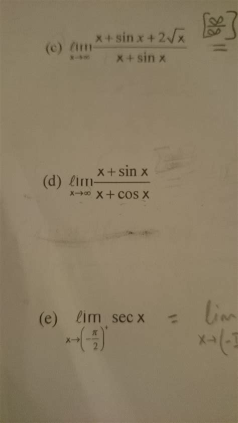 Limit sonsuza giderken x+sinx/x+cosx nedir acilll - Eodev.com