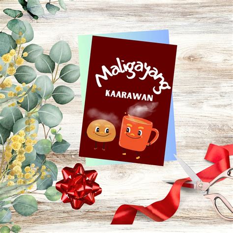 Tagalog Filipino Happy Birthday Greetings Card/ Pandesal and Coffee Mug ...