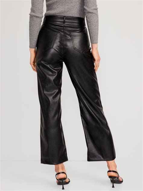 High-Waisted Faux-Leather Crop Wide-Leg Pants | Old Navy