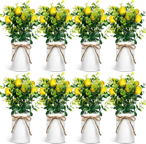 Amazon.com: Dandat 8 Pack Faux Lemon Kitchen Decor and Accessories ...