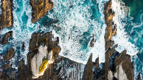 Download wallpaper 1920x1080 ocean, surf, aerial view, waves, shore ...