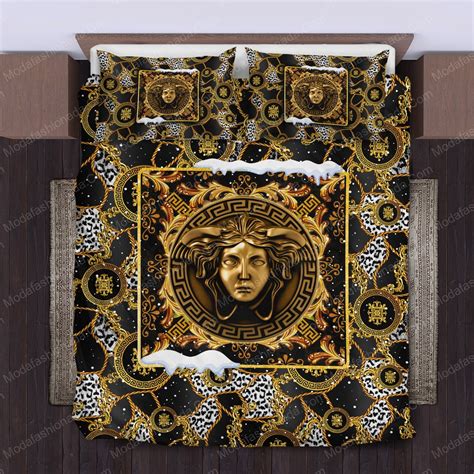 Versace Logo Christmas Bedding Sets - Luxury Bedding By Modafashionada