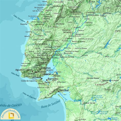 Portugal physical map, shaded relief map