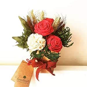 forestkraft Handmade Eco-friendly Red Roses Flower Bouquet Decoration ...
