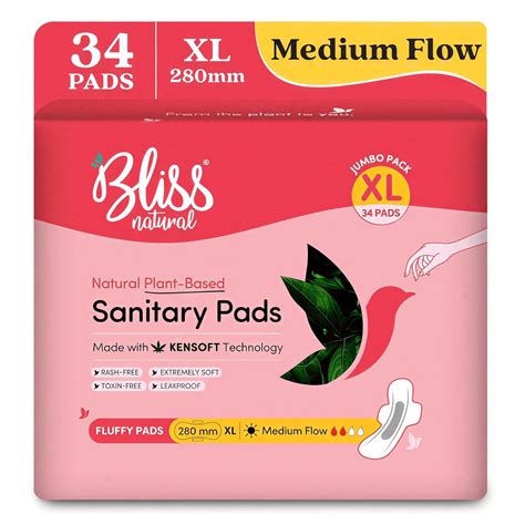 Buy BLISSNATURAL Ultra Soft Sanitary Pads for Women XL | Pack of 34 ...