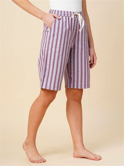 Buy Now Chemistry Striped Seersucker Knee Length Cotton Bermuda Shorts ...