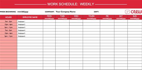 Image result for Free Printable Weekly Work Schedule