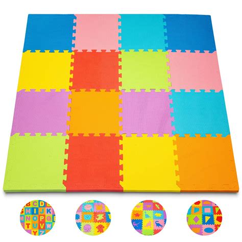 ToyVelt Foam Puzzle Floor Mat for Kids – 12x12 16 Tiles Interlocking ...