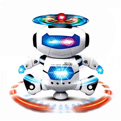 white 360 Rotating Smart Space Dance Robot Electronic Walking Toys With ...