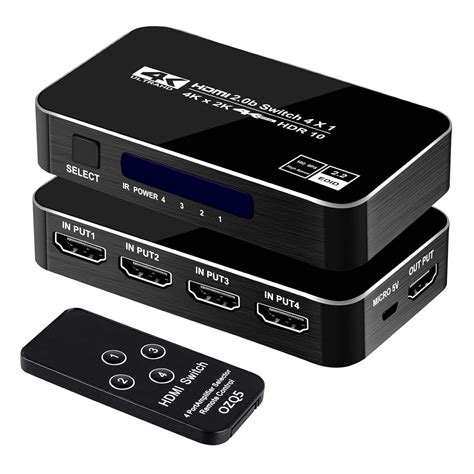 FERRISA 4x1 HDMI Switch, 4K 60Hz, 4 In 1 Out, HDCP 2.2, 4Kx2K, 3D ...