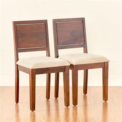 Buy (Refurbished) Keya Set of 2 Sheesham Wood Dining Chairs - Brown ...