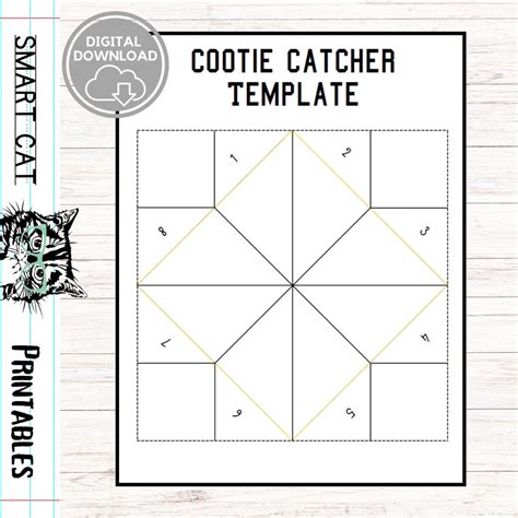 Blank Cootie Catcher Template, Printable Cootie Catcher, Printable Joke Teller, Kid's Road Trip ...