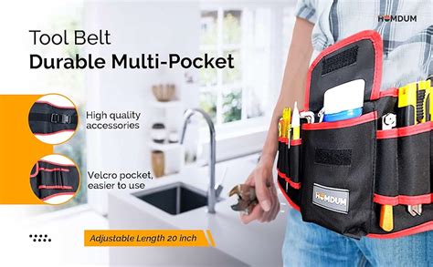 Homdum 20 Inch Tool Belt Durable Multi-Pocket Waist Canvas tool Storage ...