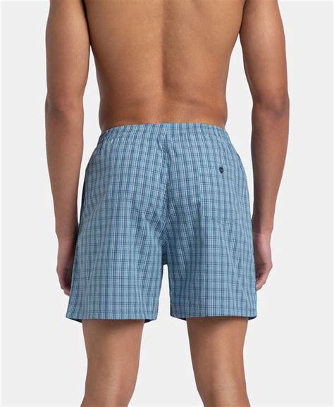 Buy Super Combed Mercerized Cotton Woven Checkered Boxer Shorts with ...