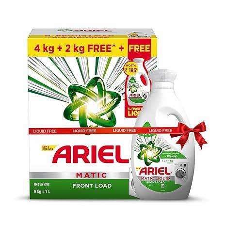Buy Ariel Matic Detergent Powder Front Load - 4kg + 2kg + 1l Liquid ...