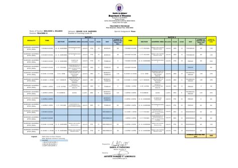 Image result for Sample of Teacher Class Program