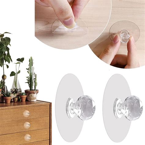 Bennort Cabinet Drawer Pull Knobs 5 Pcs,Self Adhesive Diamond Crystal ...