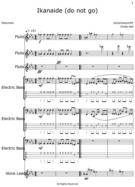 Ikanaide (do not go) - Sheet music for Flute, Electric Bass, Voice Lead