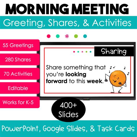 Morning Meeting Slides with Greetings, Shares, and Activities - Glitter ...