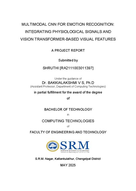 B.Tech Project Report: Multimodal CNN for Emotion Recognition ...