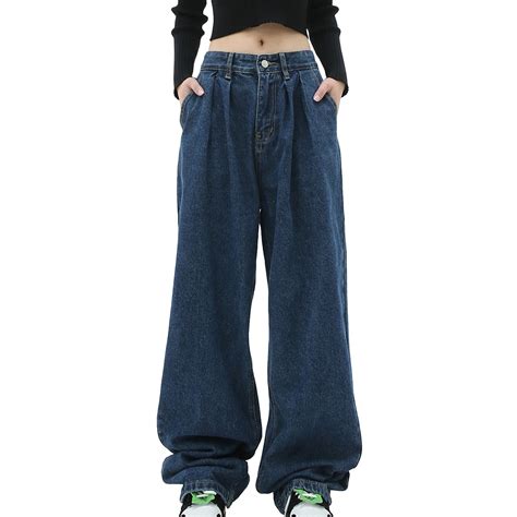 hcuribad Wide Leg Jeans,2024 New Women's Casual Loose Mid Waist Slim ...