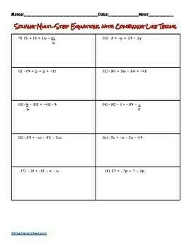 Image result for Multi-Step Equations with Like Terms